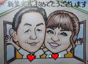 married couple caricature sketch